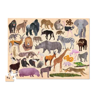 Puzzle 36 animaux - 100 pièces - Animaux de la savane - 5a+