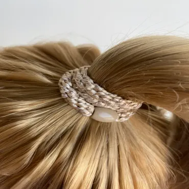 Elastique pour cheveux pailleté - Beige