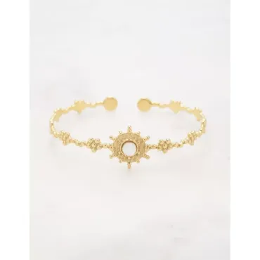 Bracelet jonc Noeva - Nacre blanche