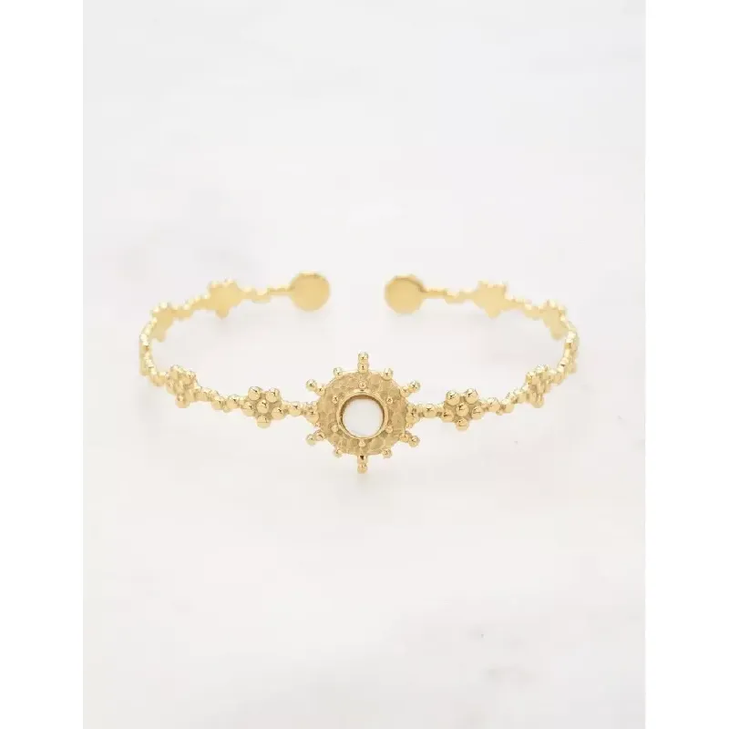 Bracelet jonc Noeva - Nacre blanche