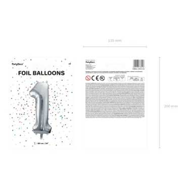 Ballon Mylar Chiffre ''1'' - Argenté