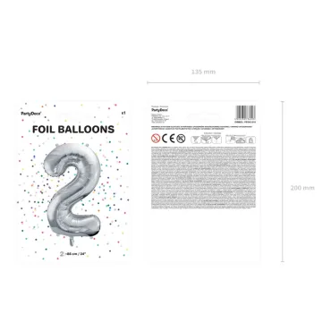 Ballon Mylar Chiffre ''2'' - Argenté