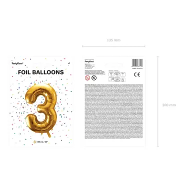 Ballon Mylar Chiffre ''3'' - Doré