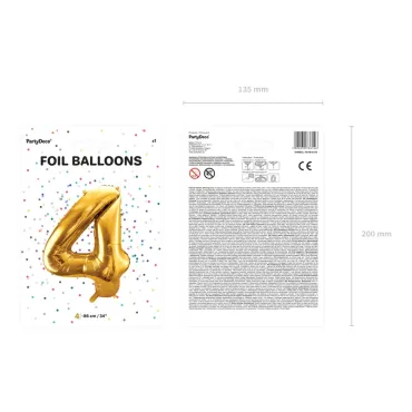 Ballon Mylar Chiffre ''4'' - Doré