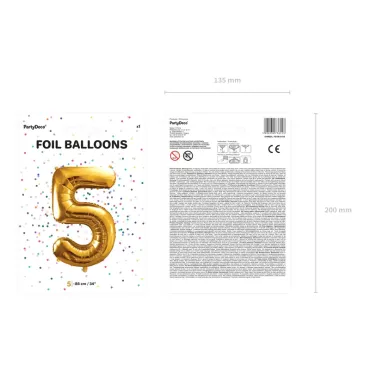 Ballon Mylar Chiffre ''5'' - Doré