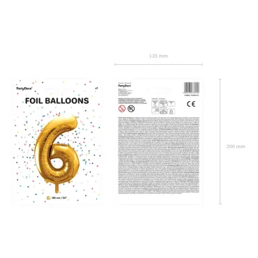 Ballon Mylar Chiffre ''6'' - Doré