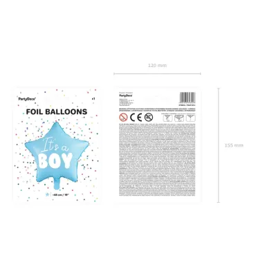 Ballon Mylar Etoile - It's a boy -  Bleu clair