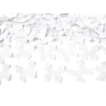 Canon à confettis papillons - Blanc