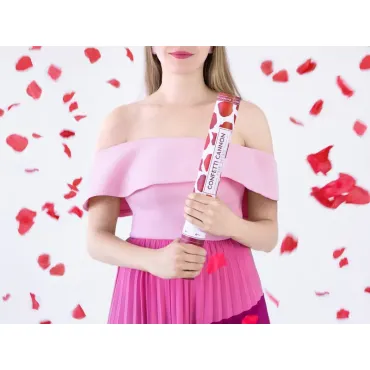 Canon à confettis avec pétales de rose - Rouge foncé