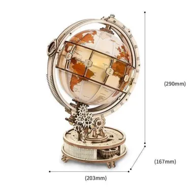 ROKR - Maquette Bois Globe Lumineux à LED