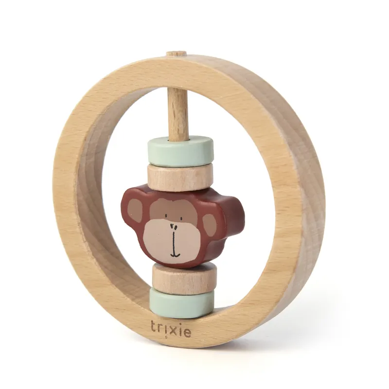 Hochet rond en bois - Mr. Monkey