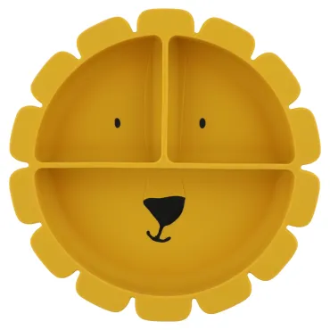 Assiette avec ventouse en silicone et compartiments - Mr. Lion