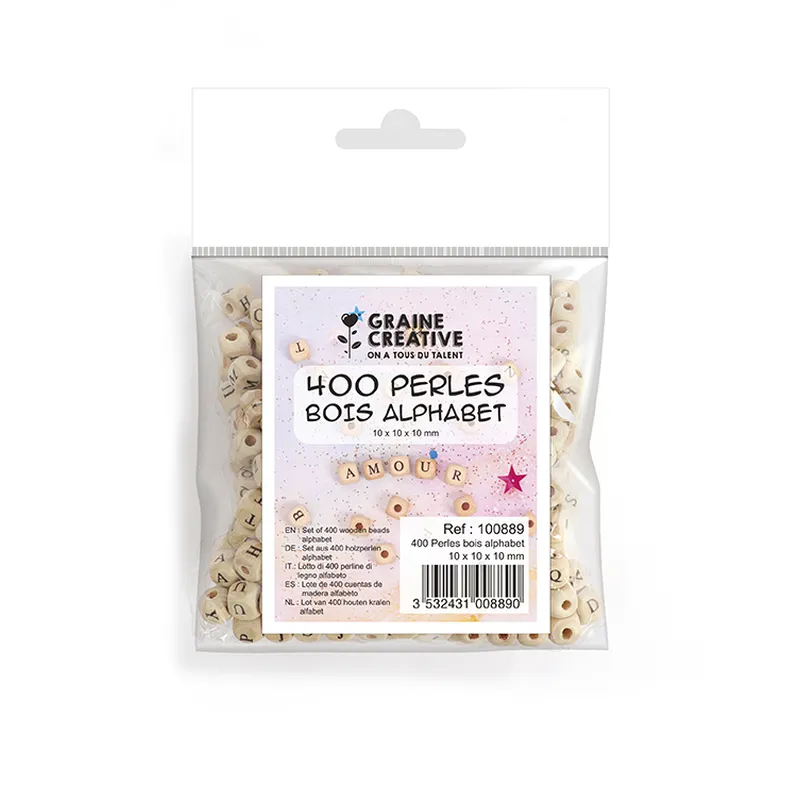 Sachet 400 perles bois - Alphabet