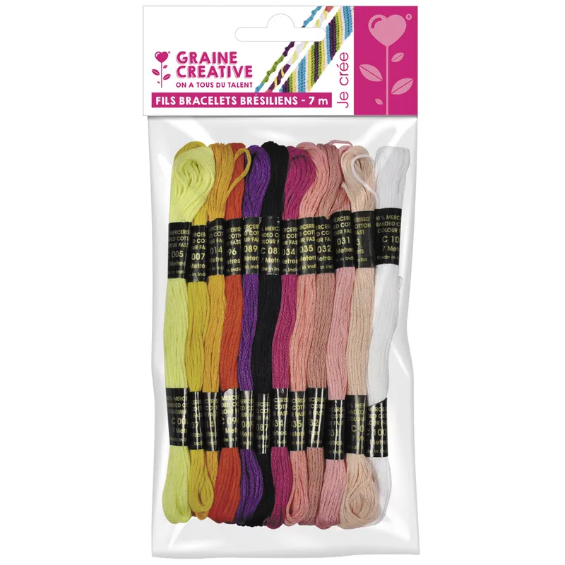 Fils de coton pour bracelets brésiliens - 12 échevettes - Berlingot