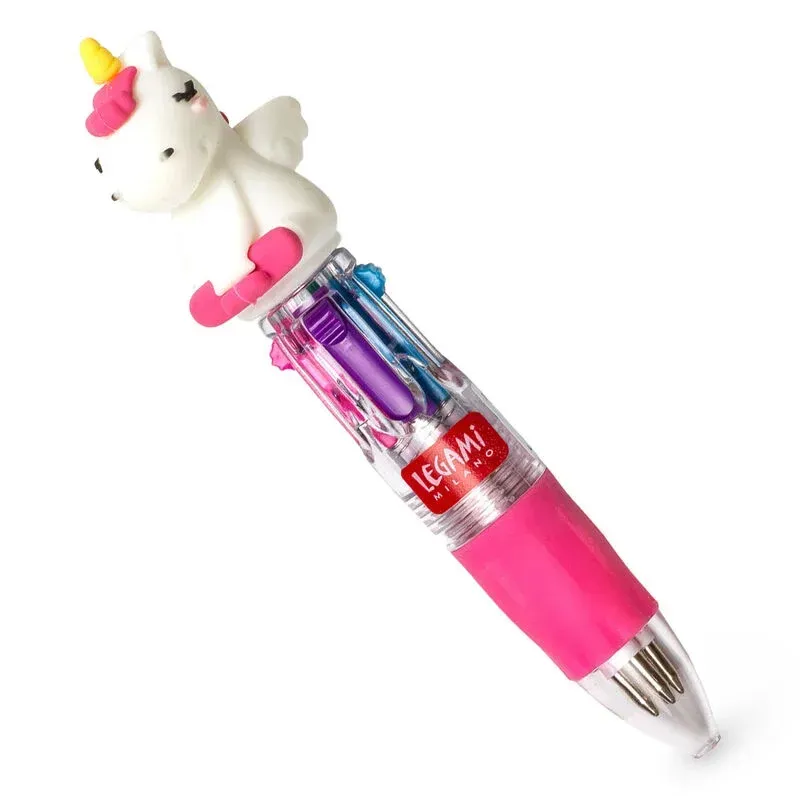 Mini Stylo à Bille 4 Couleurs - Licorne