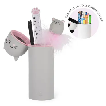 Trousse en Silicone Souple 2-en-1 - Chaton