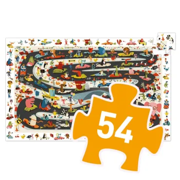 Puzzle Chercher et Trouve - Rallye automobile - 54 pcs