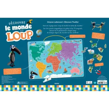 Ma carte du monde magnétique en puzzle - Je découvre le monde avec Loup