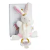 Doudou attache sucette - Lapin étoile rose - 15 cm