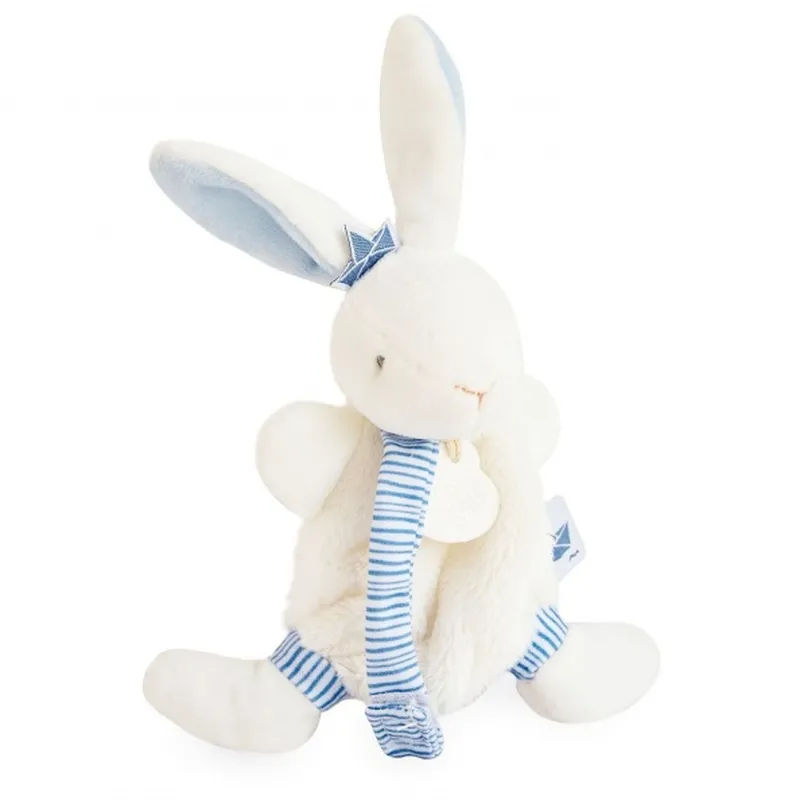 Doudou attache sucette - Lapin matelot bleu - 15 cm