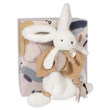 Coffret Doudou plat - Lapin beige - Happy Wild - 25 cm