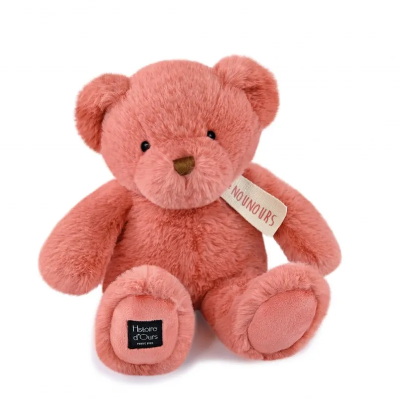 Ours en peluche rose praline - LE NOUNOURS - 28 cm