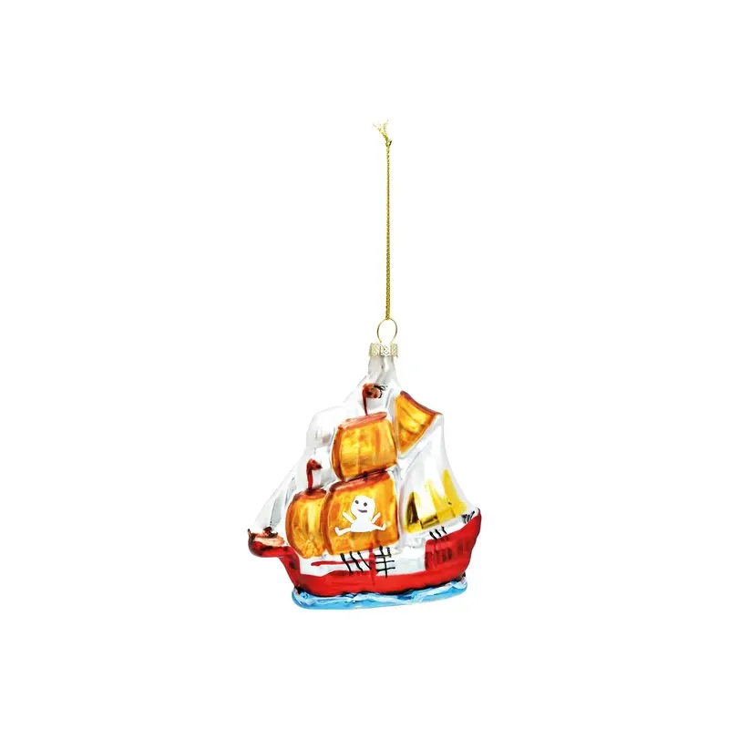 Boule de Noël Bateau Pirate en verre