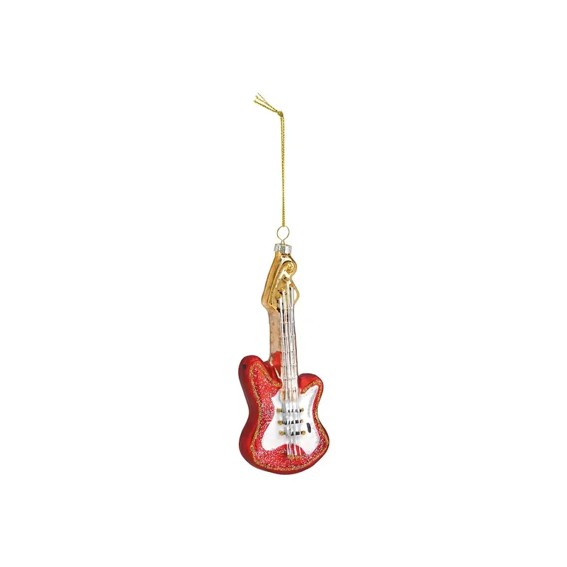 Boule de Noël Guitare en verre Rouge