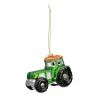 Boule de Noël Tracteur en verre vert