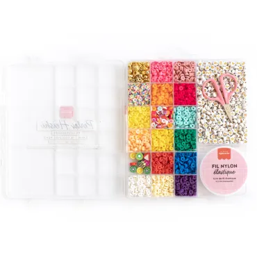 Boîte de 16 couleurs Pop de perles heishi 6mm + accessoires