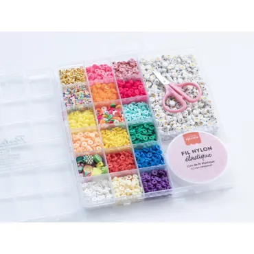 Boîte de 16 couleurs Pop de perles heishi 6mm + accessoires