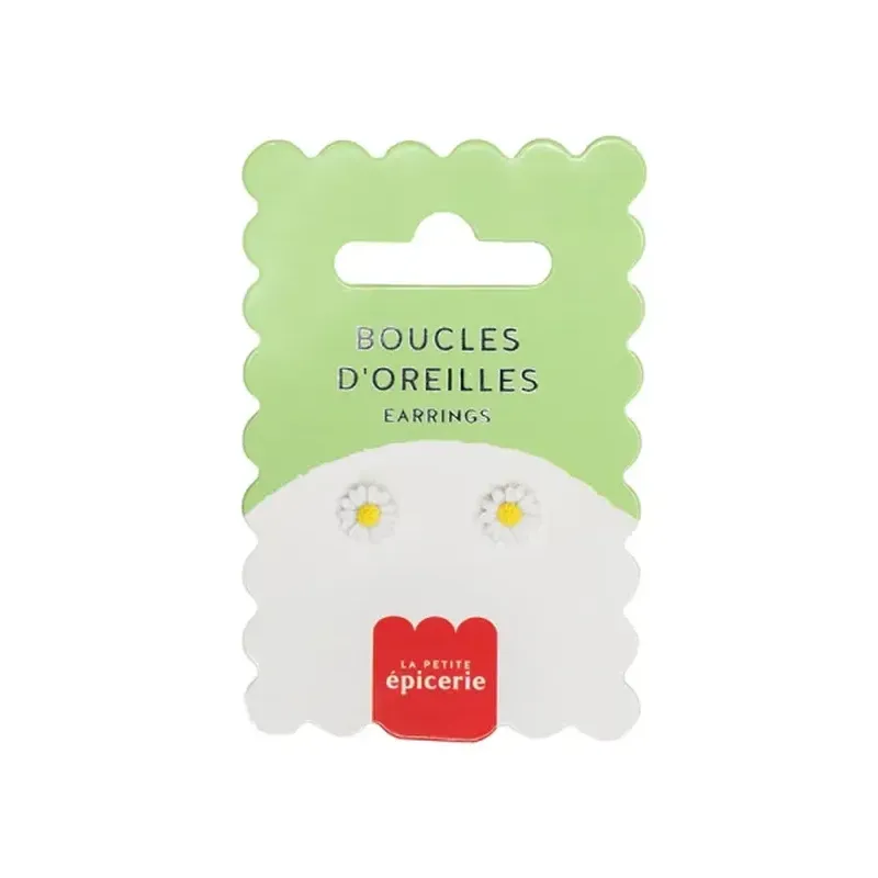 Boucles d'oreilles en porcelaine - Pâquerette