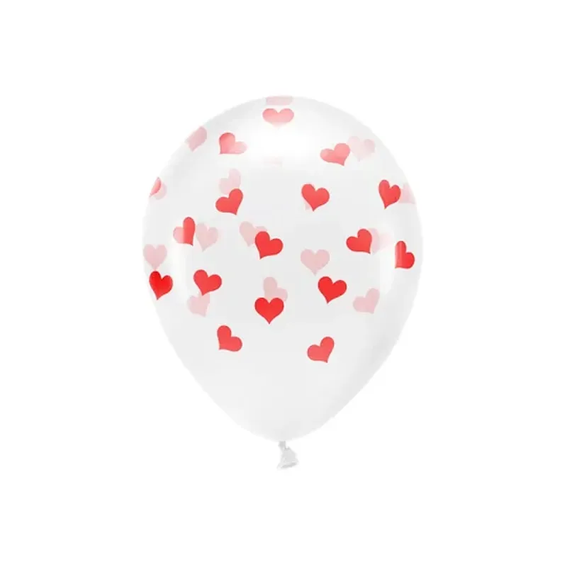 Ballons Eco - Cœurs transparent rouge