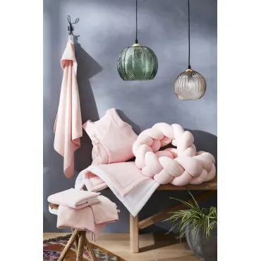 Couverture peluche double gaze & microfibre 70x100cm rose blush