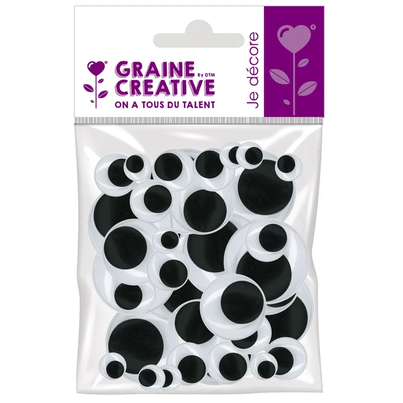 Sachet de 54 yeux noirs assortis