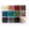 Boite de 11 couleurs NATURELLES de perles heishi 6 mm + accessoires