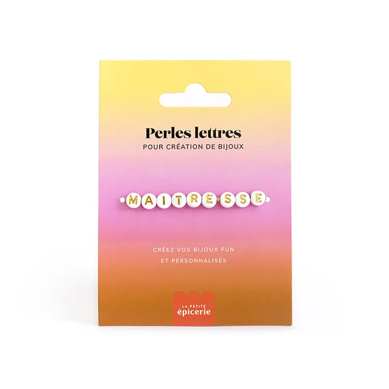 Perles lettres "Maîtresse" pour bracelet à personnaliser