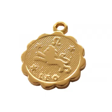 Médaille astro dorée à l'or fin - Lion