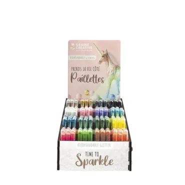 PRESENTOIR PAILLETTES 16 couleurs x 12 tubes - COULEURS PASTELS