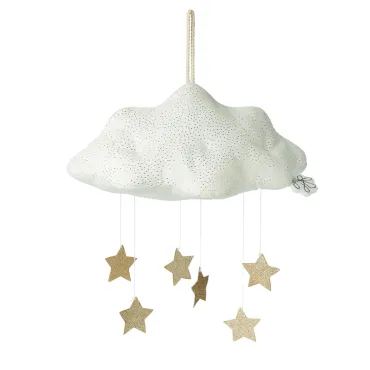 Nuage velours côtelé blanc avec étoiles - 34 cm