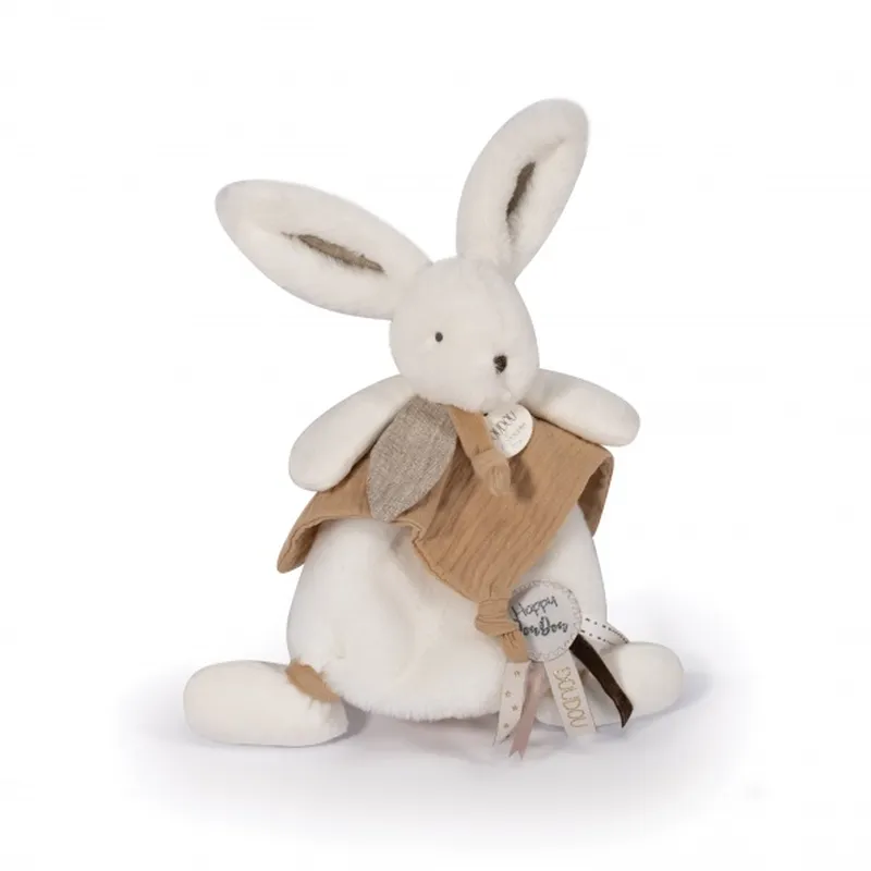 Coffret Doudou plat - Lapin beige - Happy Wild - 25 cm