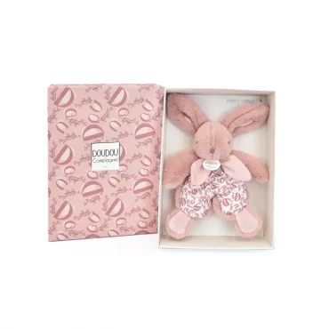 DOUDOU lapin rose - Doudou plat - 18 cm