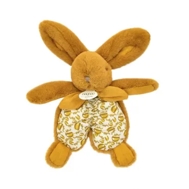 DOUDOU lapin jaune moutarde - Doudou plat -18 cm