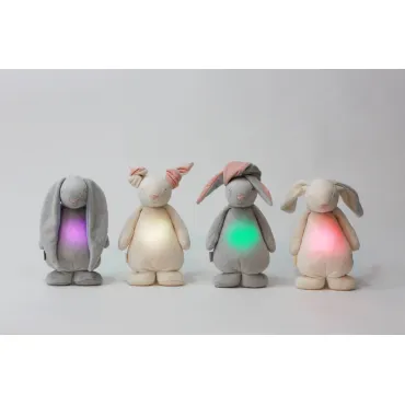 Moonie - lapin magique avec sons & lumières (gris-rose)