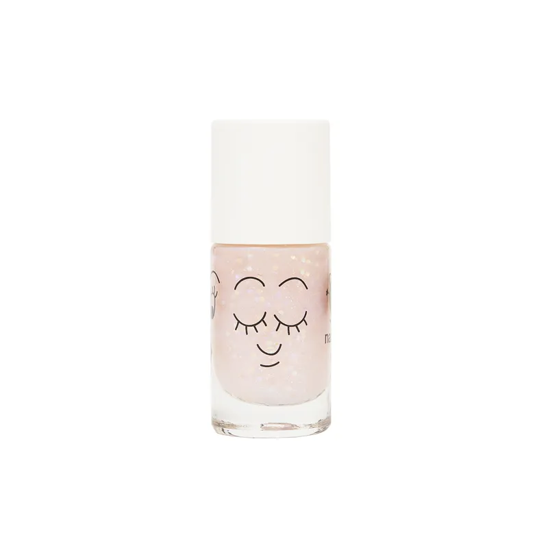 Vernis enfant base eau - Polly 
(rose transparent paillettes)