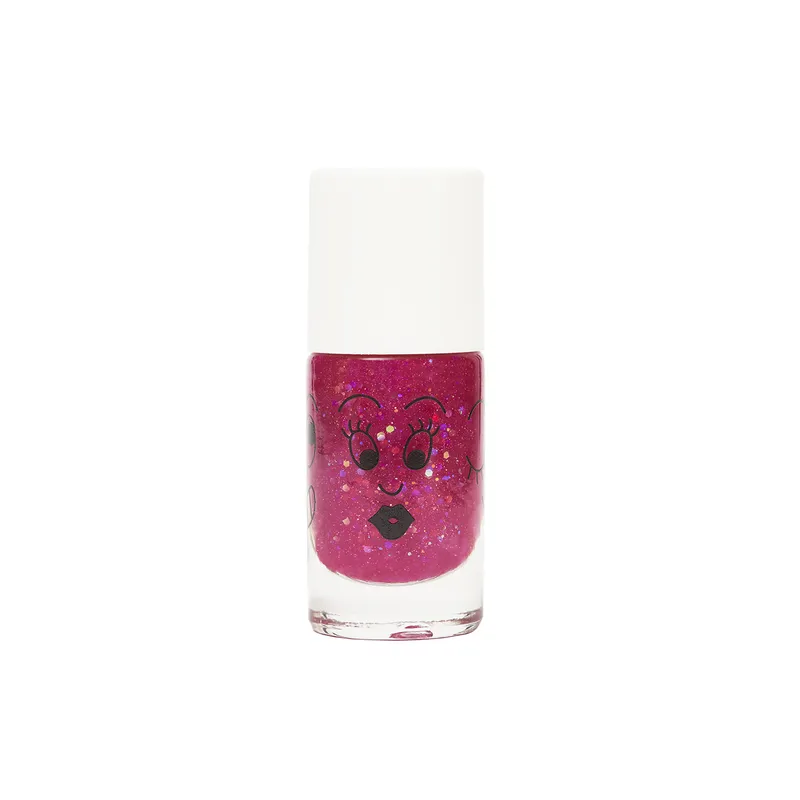 Vernis enfant base eau - Sheepy 
(framboise transparent pailleté)