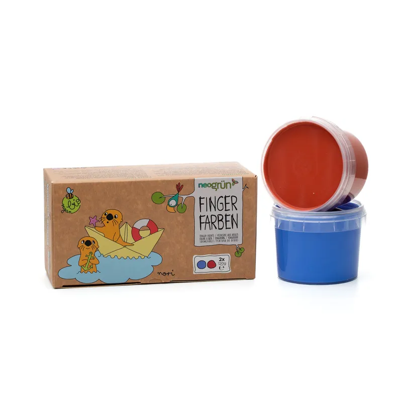 Coffret 2 pots peinture bleu + rouge