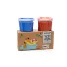 Coffret 2 pots peinture bleu + rouge