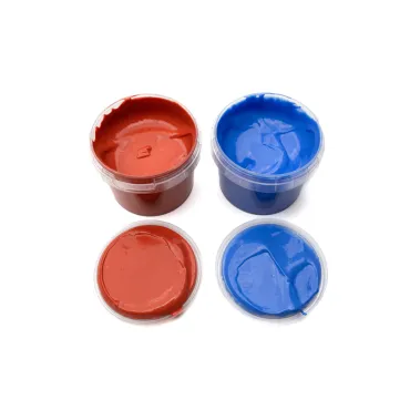 Coffret 2 pots peinture bleu + rouge