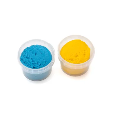 Coffret 2 pots pâte modeler bleu + jaune